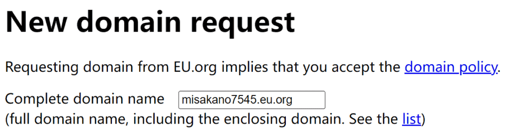 在免费域名注册平台Eu.org上申请免费域名的图文